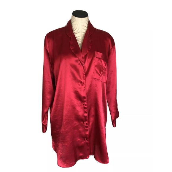 Vintage Cherry Red Victoria's Secret Button Up Top Size Large - Picture 1 of 8